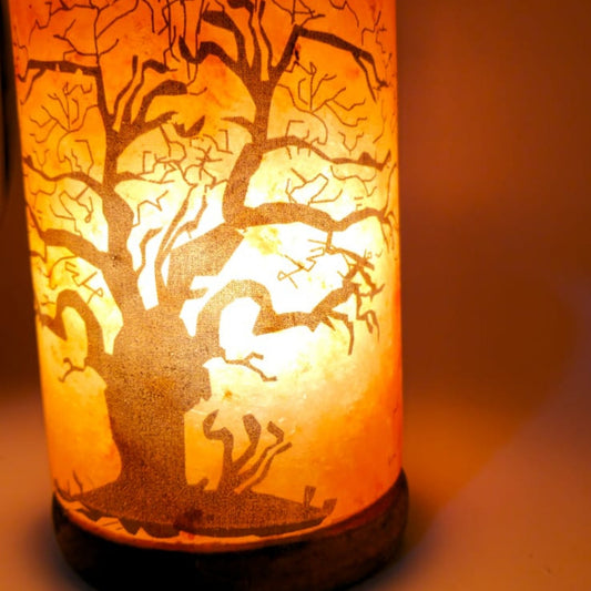 Himalayan Cylinder Shape Salt Lamp Printed