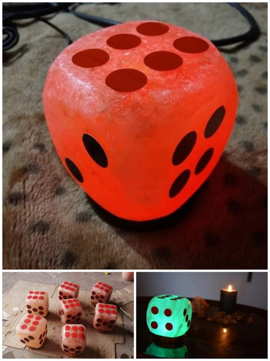 Dice Shape Printed Himalayan Pink Salt Lamp