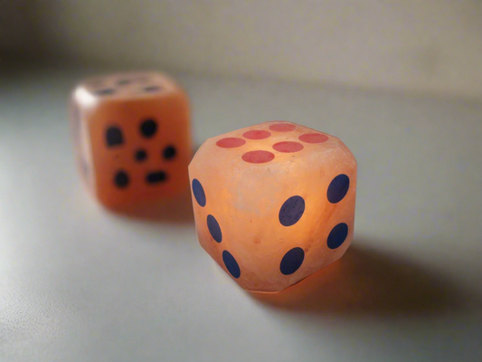 Dice Shape Printed Himalayan Pink Salt Lamp