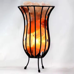 Tall Round Iron Rod Basket with Salt Chunks, Himalayan Salt Night Lights Lamps,Long metal basket Best Quality Lamps