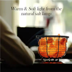 Tall Round Fancy Bowl Shape Metal Basket lamp with Pink Chunks