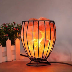 Himalayan Glow Jar Shape Metal Basket Salt Lamp