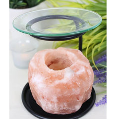Oil Burner Aroma Diffuser Candle Stand with natural Salt Candle & Glass Plate