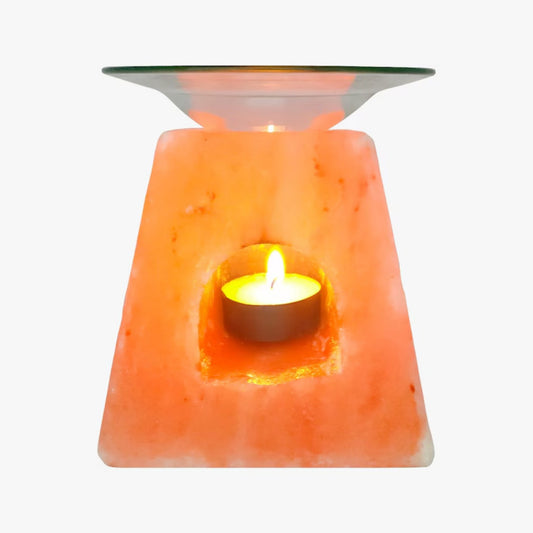 Pyramid Shaped Oil Burner Aroma Diffuser Candle Holder with Glass Plate by Fafa Himalayan Salt Lamp