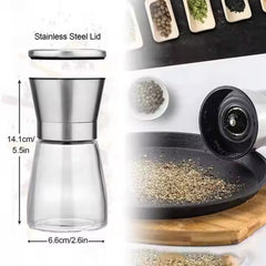Premium Household Item Travel Salt and Pepper Grinder Set with Wooden Standing Tray Seasoning Shaker Pepper Grinder