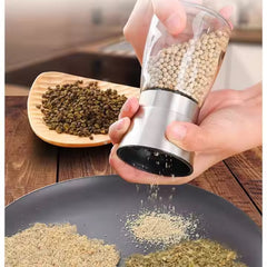 Premium Household Item Travel Salt and Pepper Grinder Set with Wooden Standing Tray Seasoning Shaker Pepper Grinder