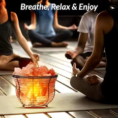 Tall Round Fancy Bowl Shape Metal Basket lamp with Pink Chunks