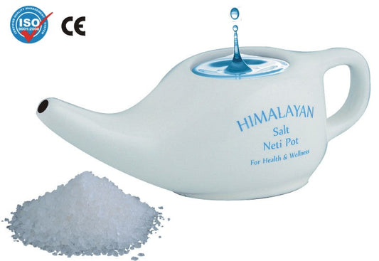Ceramics Neti Pot with 1 lb Refill Himalayan Salt
