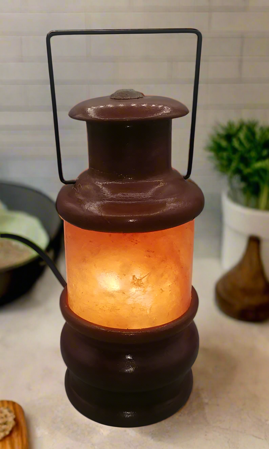 Wooden Lantern Himalayan Salt Lamp by Fafa
